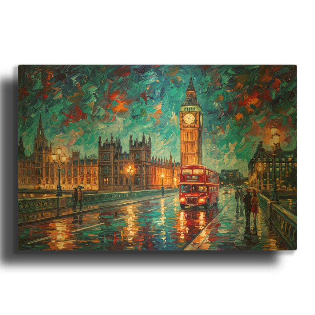 'Big Ben Rainy Night' By Veve Gold Metal Wall Art