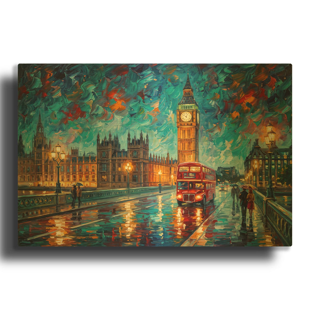 'Big Ben Rainy Night' By Veve Gold Metal Wall Art