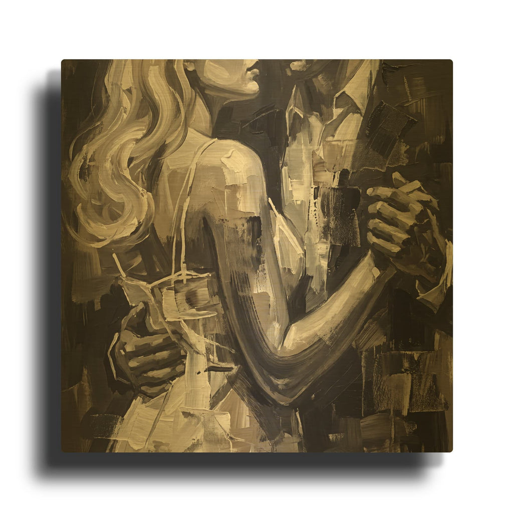 'Black and White Romantic Couple' By Veve Gold Metal Wall Art