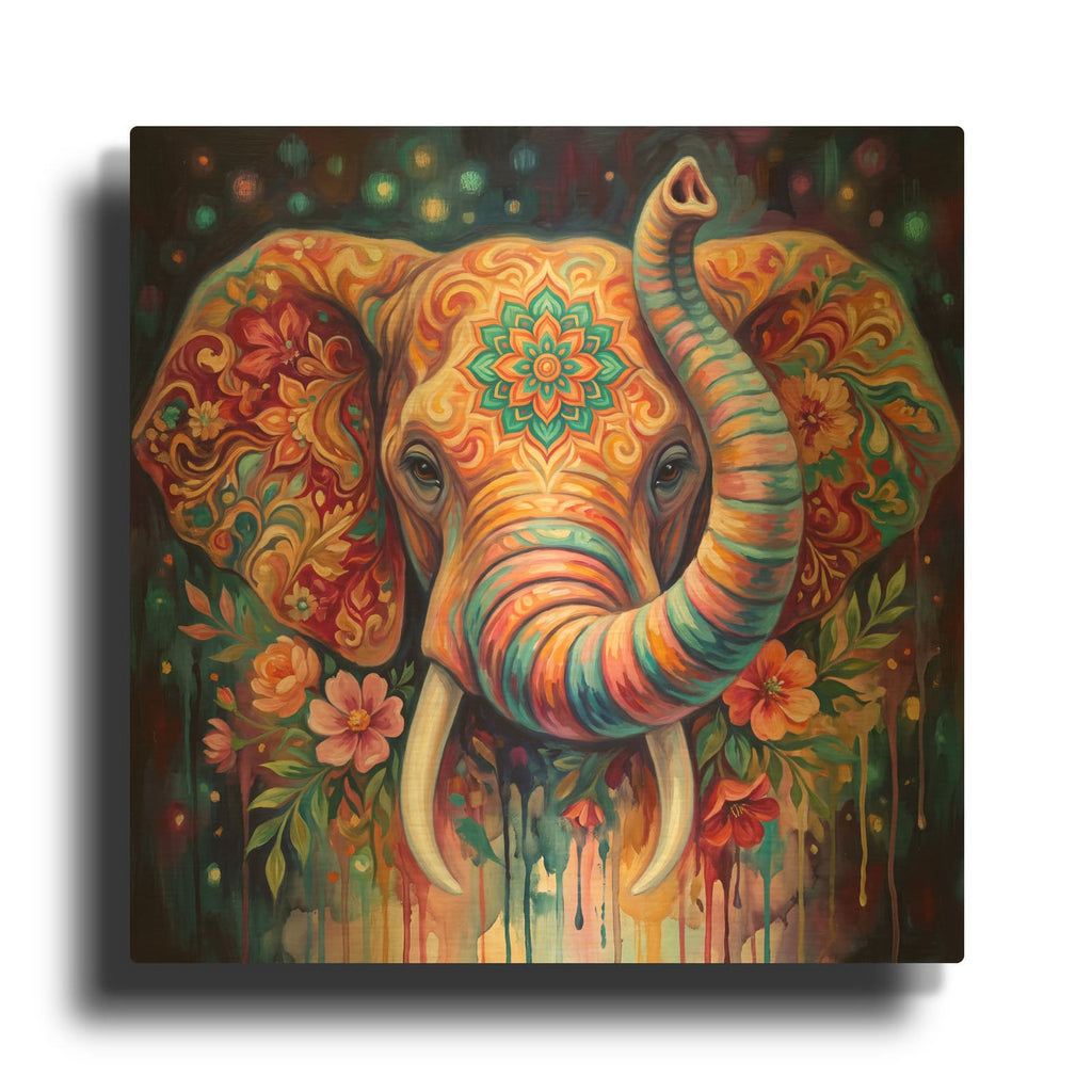 'Blooming Majesty - Floral Elephant' By Veve Gold Metal Wall Art