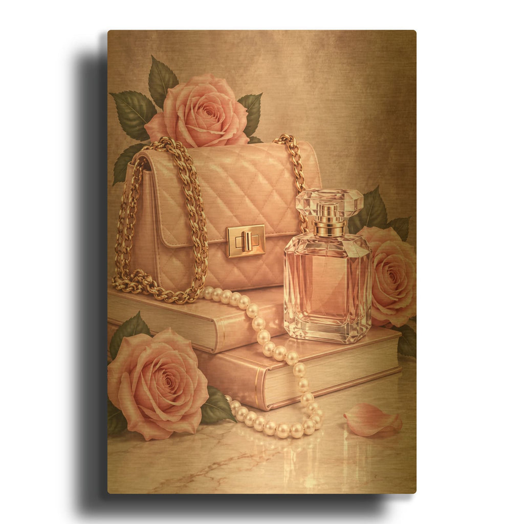 'Blush and Pearls II' By Veve Gold Metal Wall Art