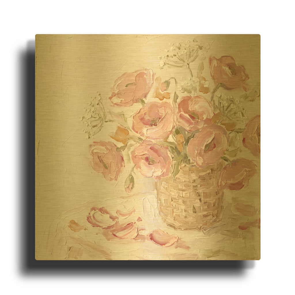 'Blush Garden' By Veve Gold Metal Wall Art
