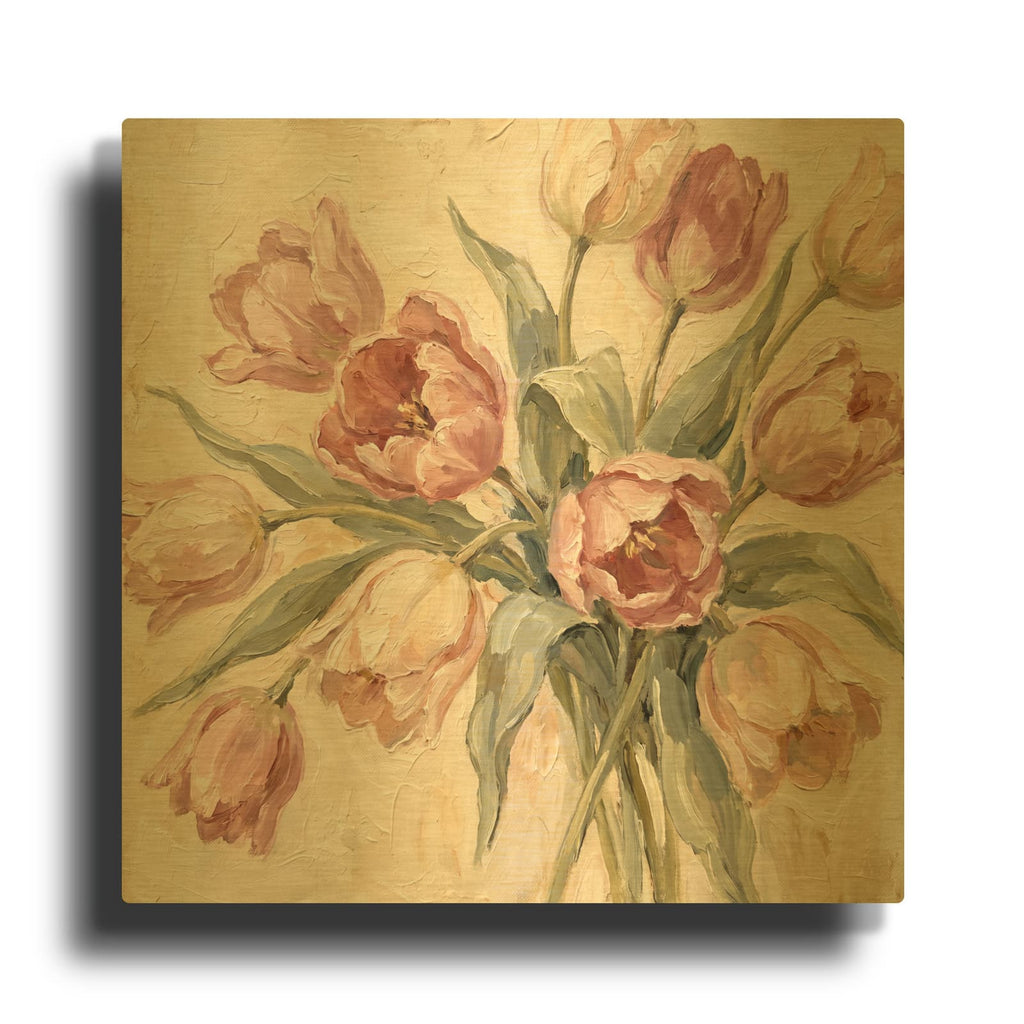 'Blush Tulips' By Veve Gold Metal Wall Art