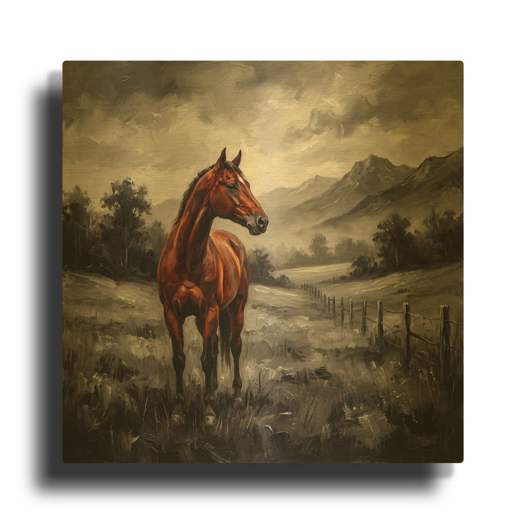 'Chestnut Horse' By Veve Gold Metal Wall Art