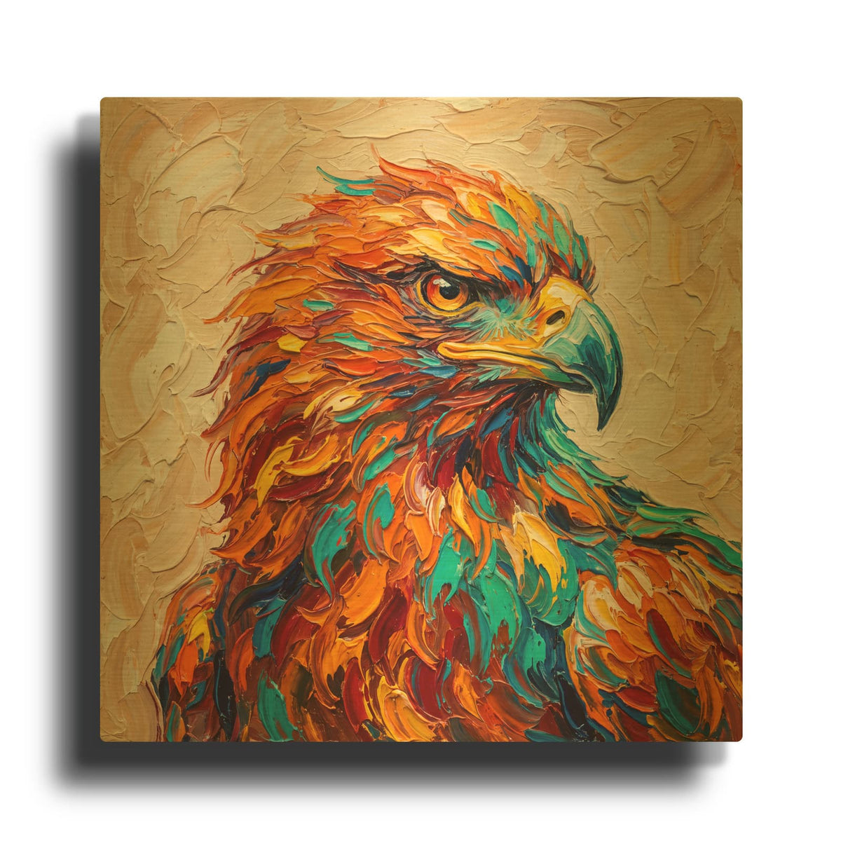 'Colorful Eagle Portrait' By Veve Gold Metal Wall Art