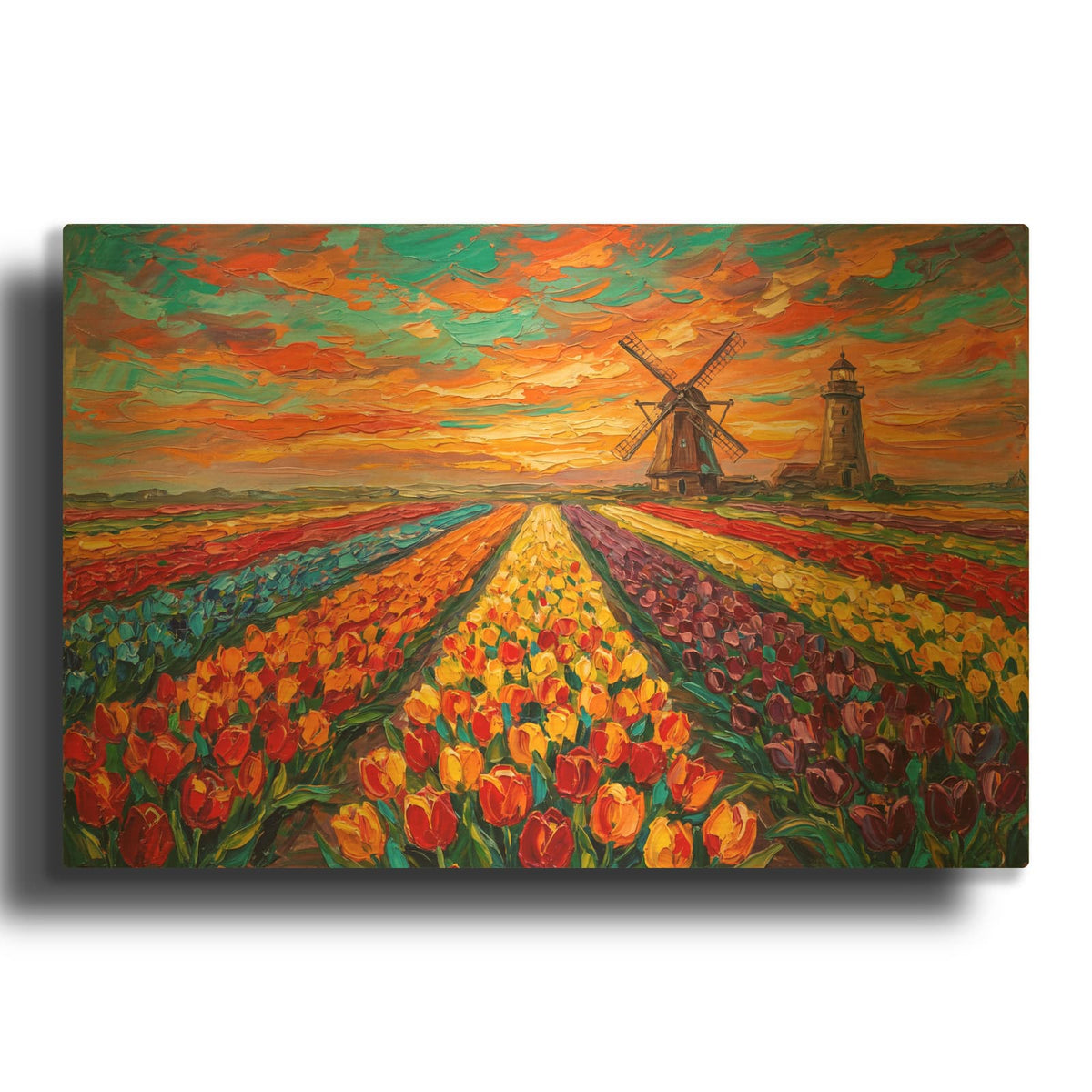 'Colorful Tulip Fields' By Veve Gold Metal Wall Art