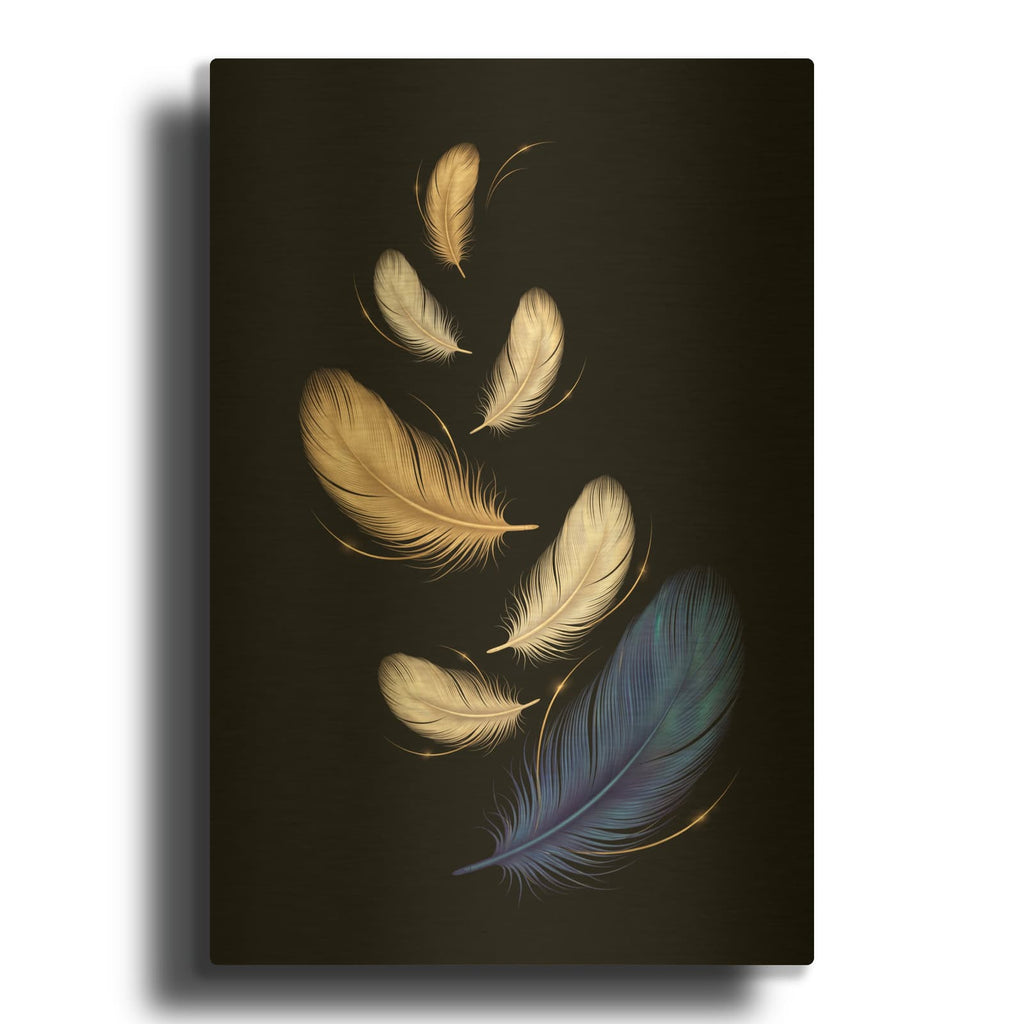 'Dancing Feathers' By Veve Gold Metal Wall Art