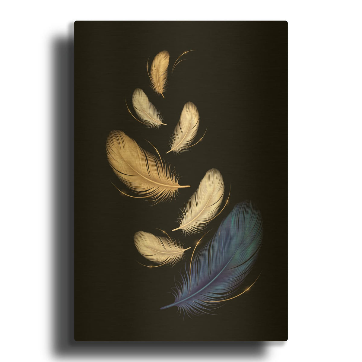 'Dancing Feathers' By Veve Gold Metal Wall Art