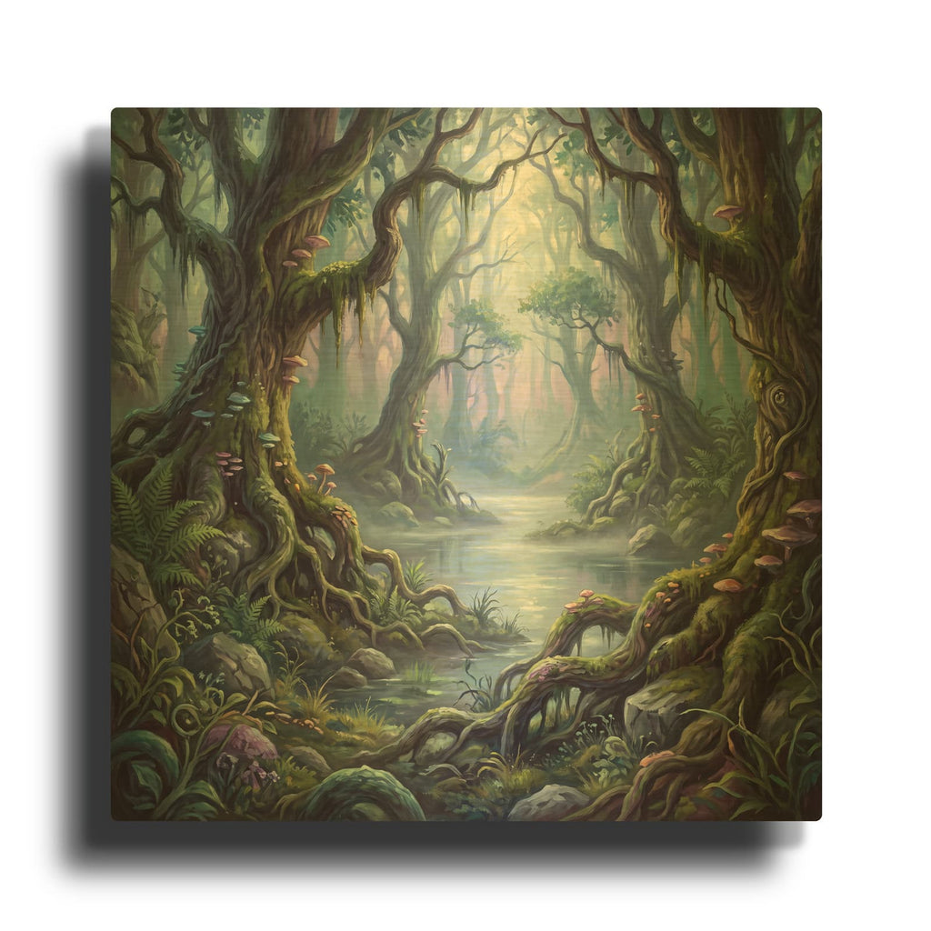 'Enchanted Mushroom Forest' By Veve Gold Metal Wall Art