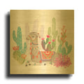 'Lovely Llamas I' By Mary Urban Gold Metal Wall Art