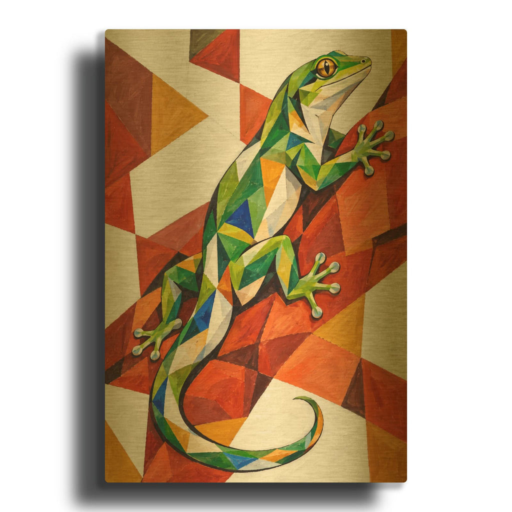 'Gecko in Color' By Veve Gold Metal Wall Art