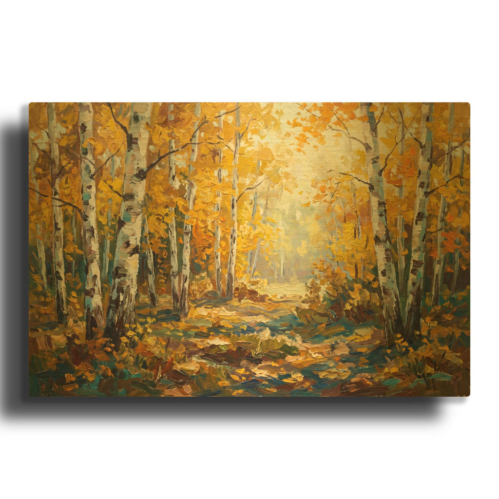 'Golden Birch Cathedral' By Veve Gold Metal Wall Art