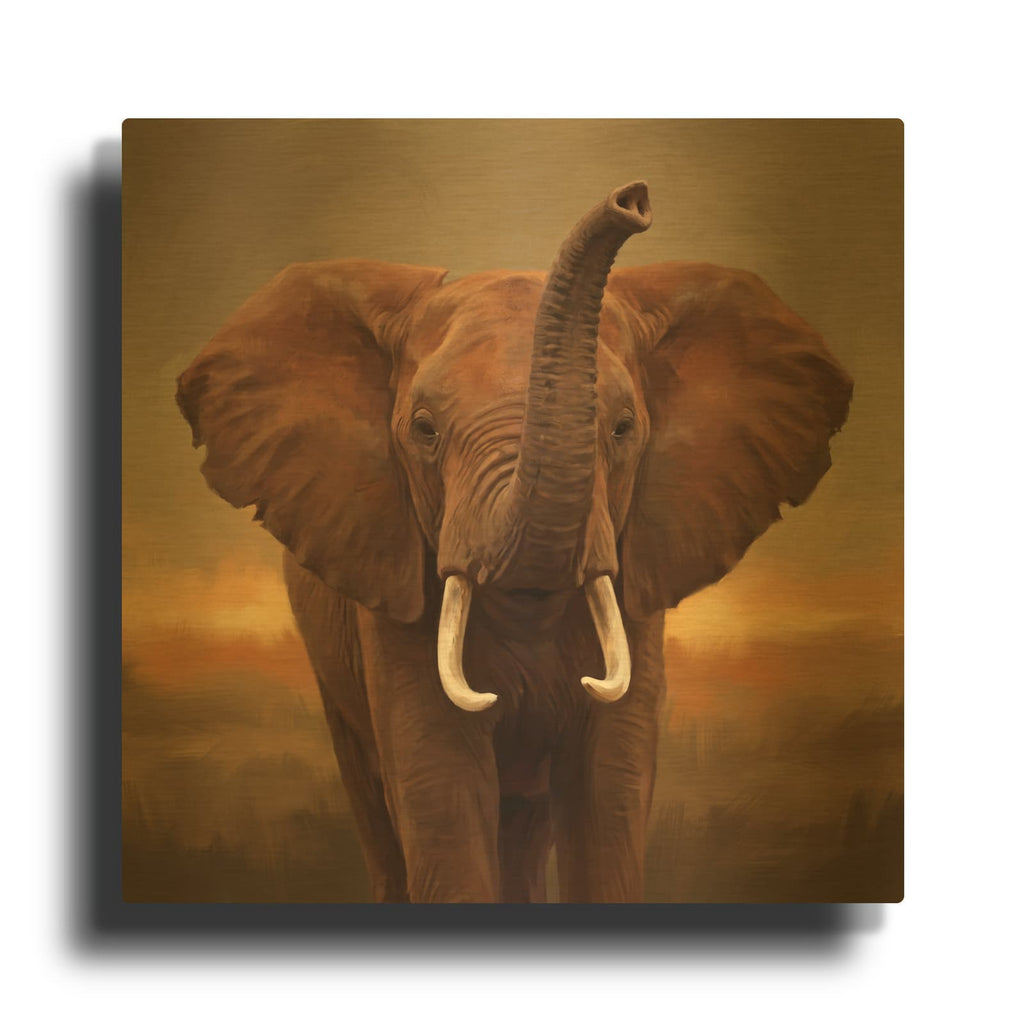 'Golden Majesty - Elephant Portrait' By Veve Gold Metal Wall Art