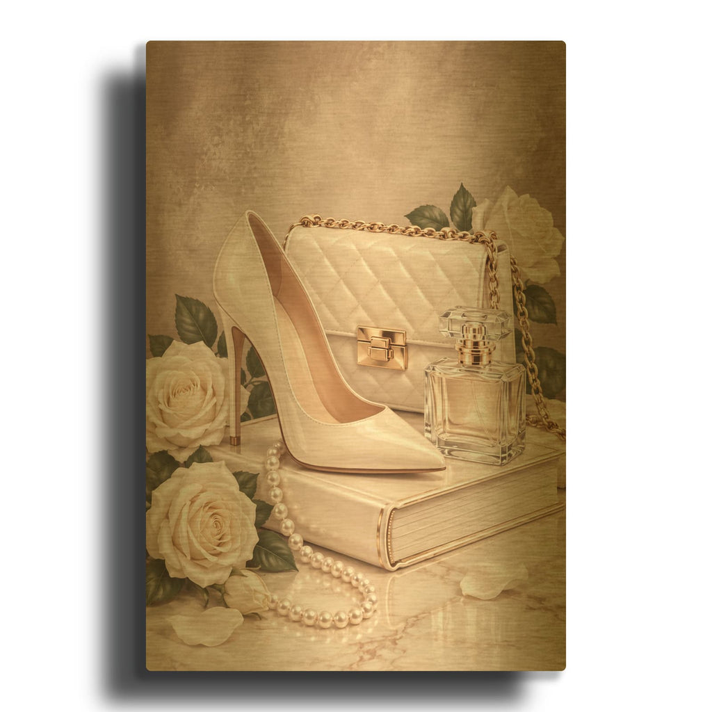 'Ivory and Pearls' By Veve Gold Metal Wall Art