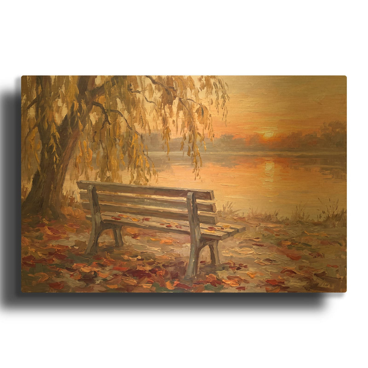 'Lakeside at Dusk' By Veve Gold Metal Wall Art