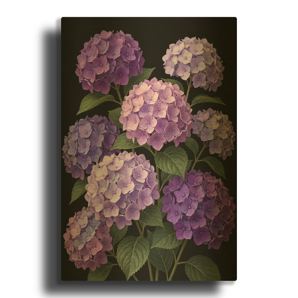 'Lavender Cascade - Purple Hydrangea' By Veve Gold Metal Wall Art