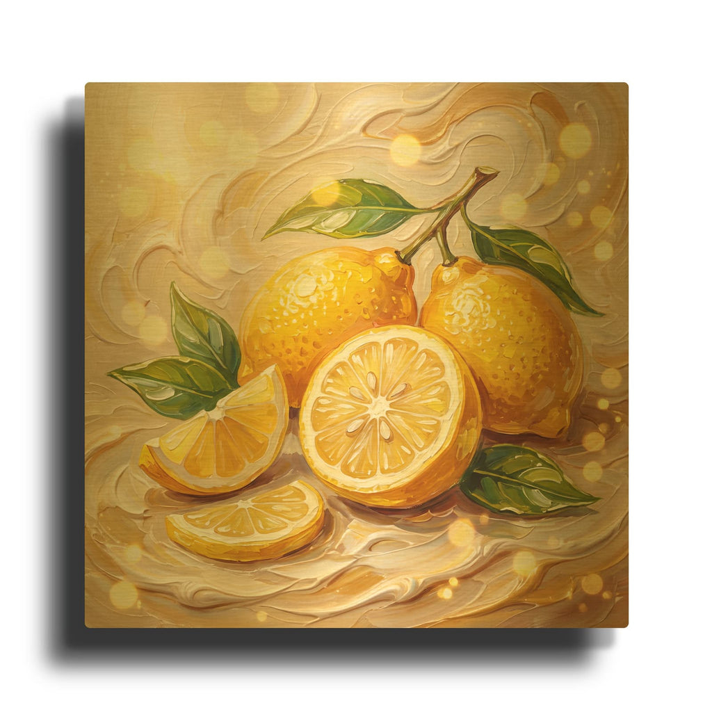 'Lemon Dream' By Veve Gold Metal Wall Art