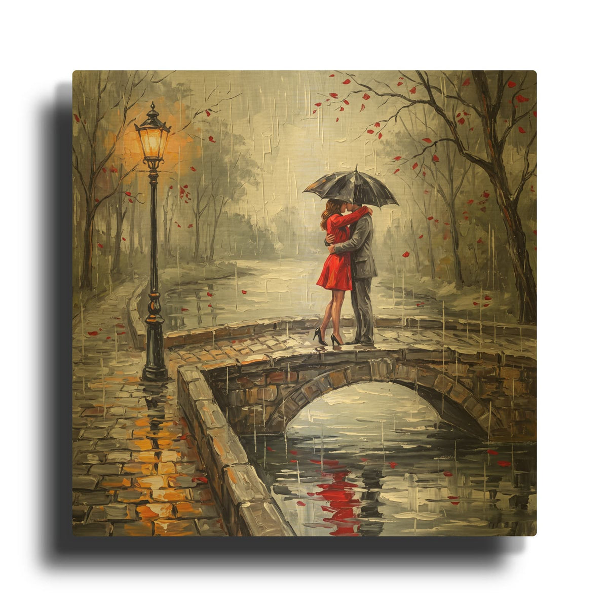 'Love Bridge - Canal Kiss' By Veve Gold Metal Wall Art