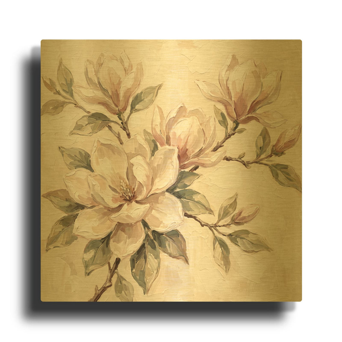 'Magnolia' By Veve Gold Metal Wall Art
