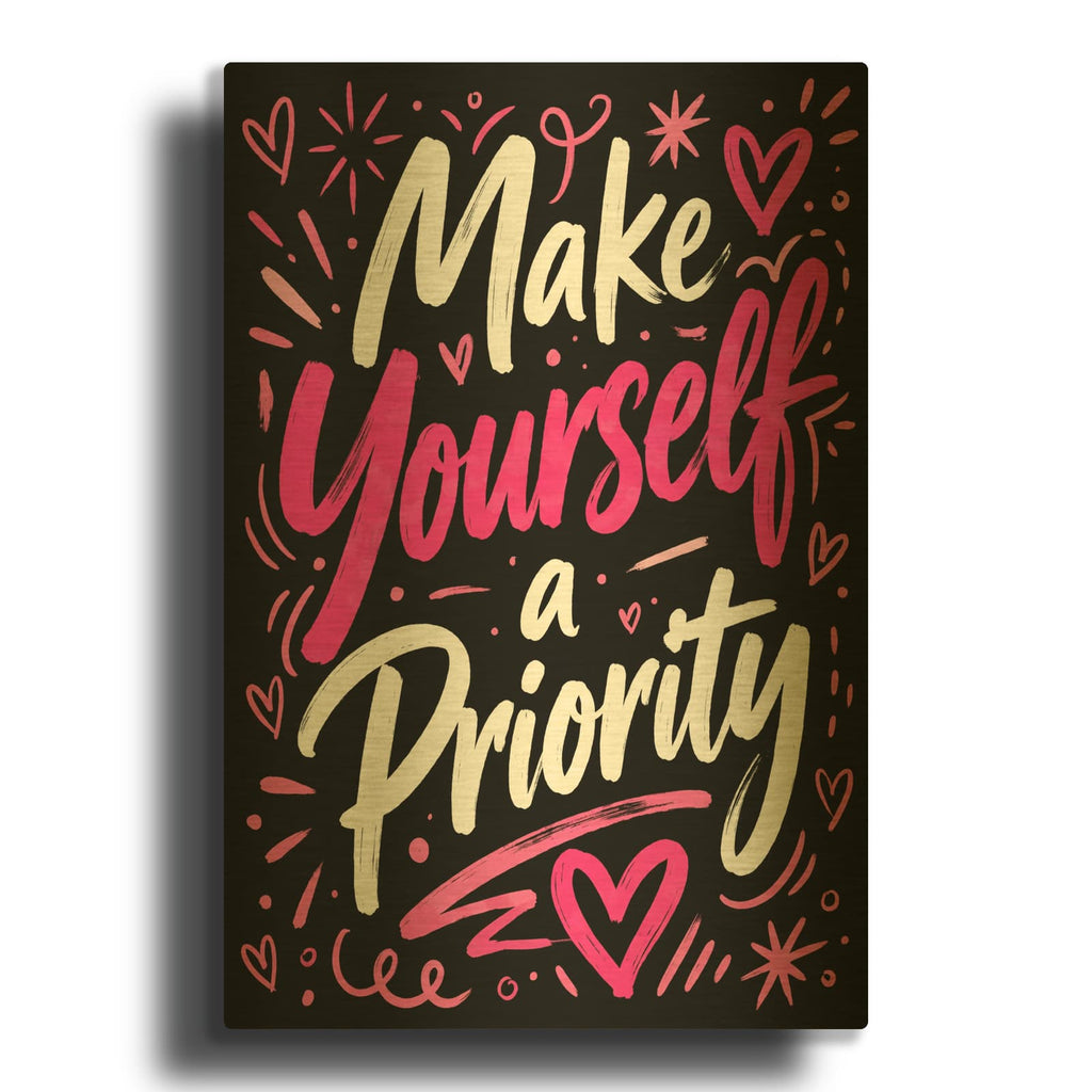 'Make Yourself a Priority' By Veve Gold Metal Wall Art
