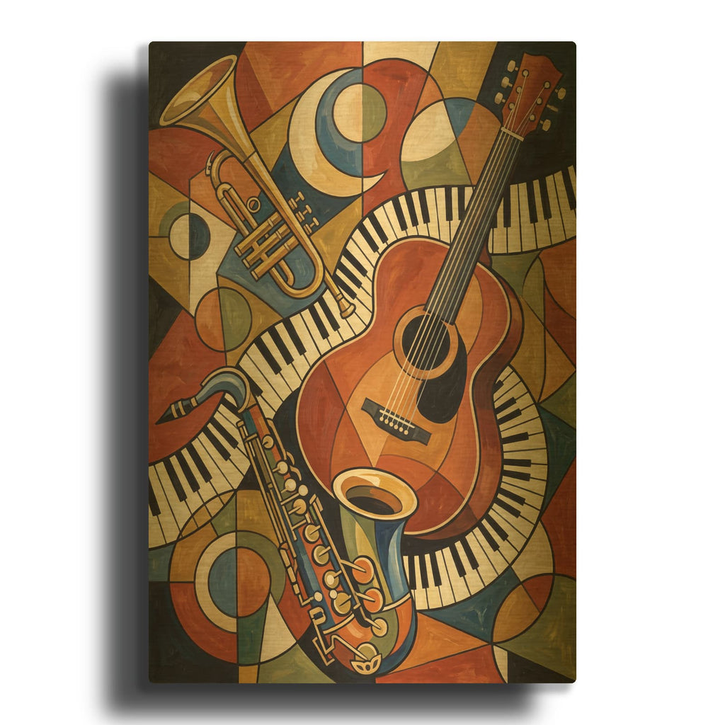 'Melodies in Ochre' By Veve Gold Metal Wall Art