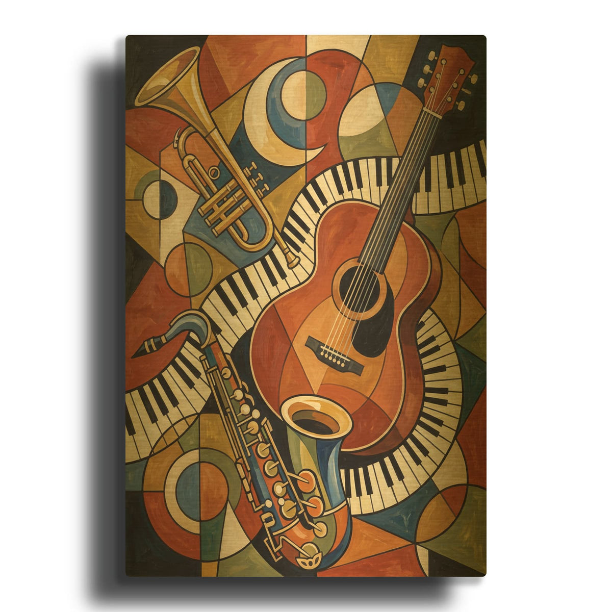 'Melodies in Ochre' By Veve Gold Metal Wall Art