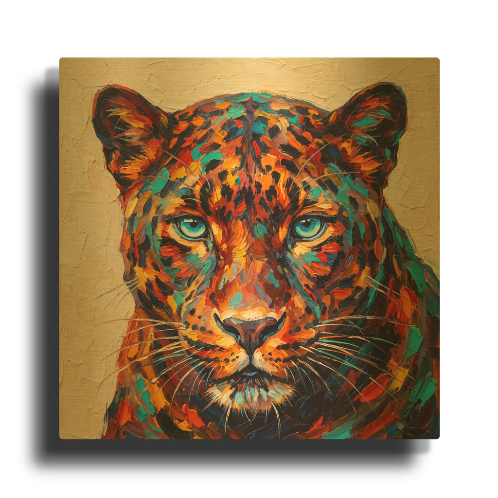 'Panther with Blue Eyes' By Veve Gold Metal Wall Art