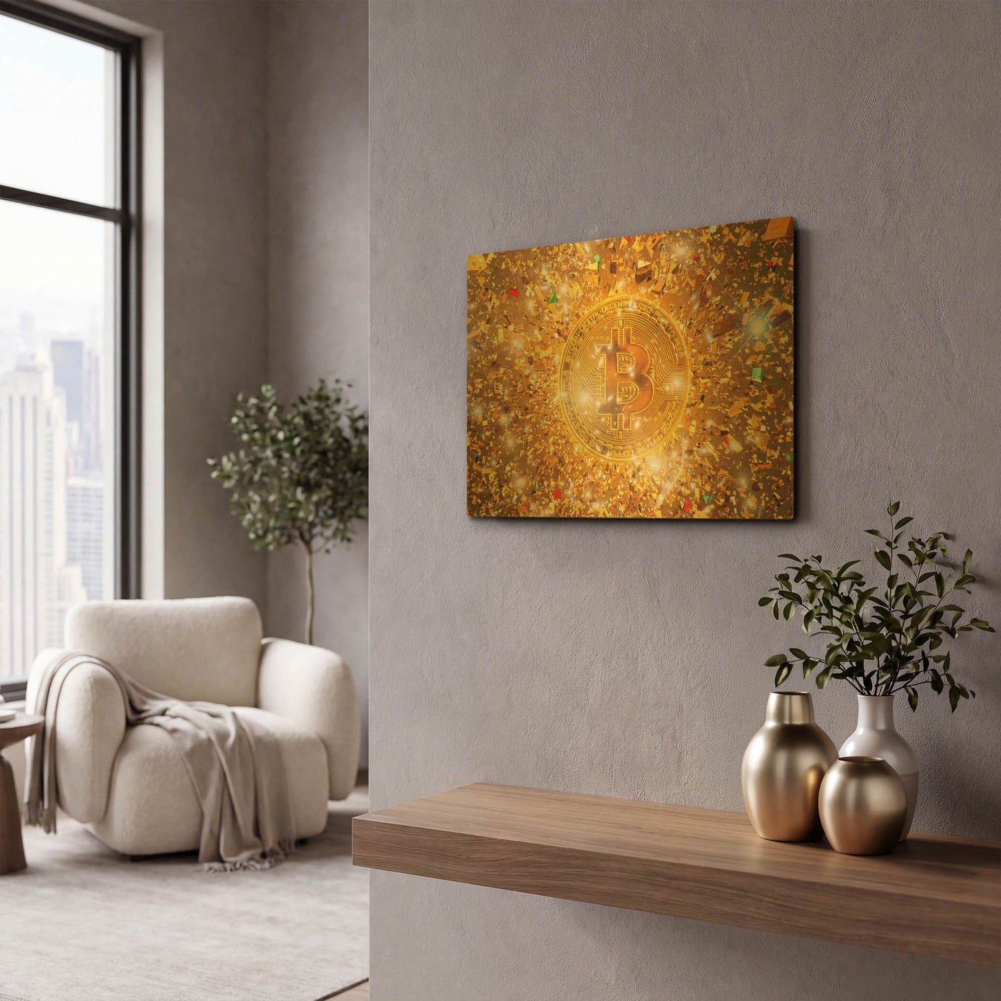 'Bitcoin Gilt' By LUXE Gold Metal Wall Art