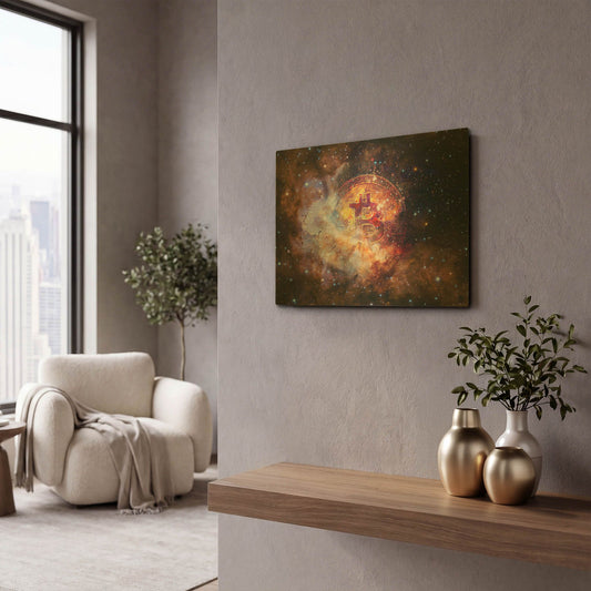 'Bitcoin Nebula' By LUXE Gold Metal Wall Art