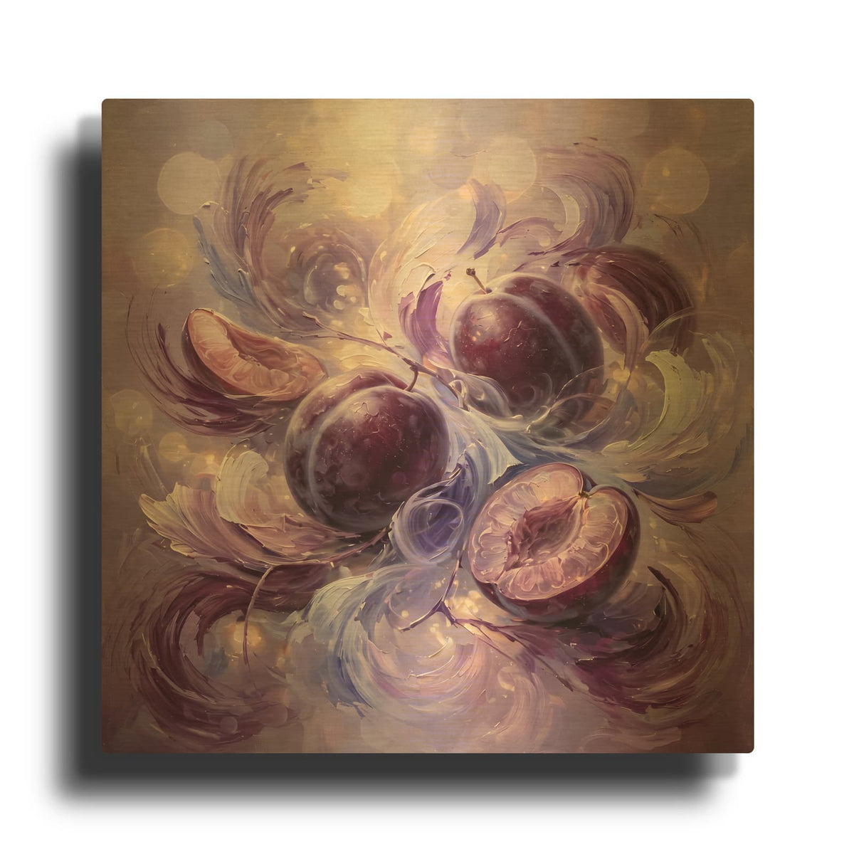 'Plum Dream' By Veve Gold Metal Wall Art
