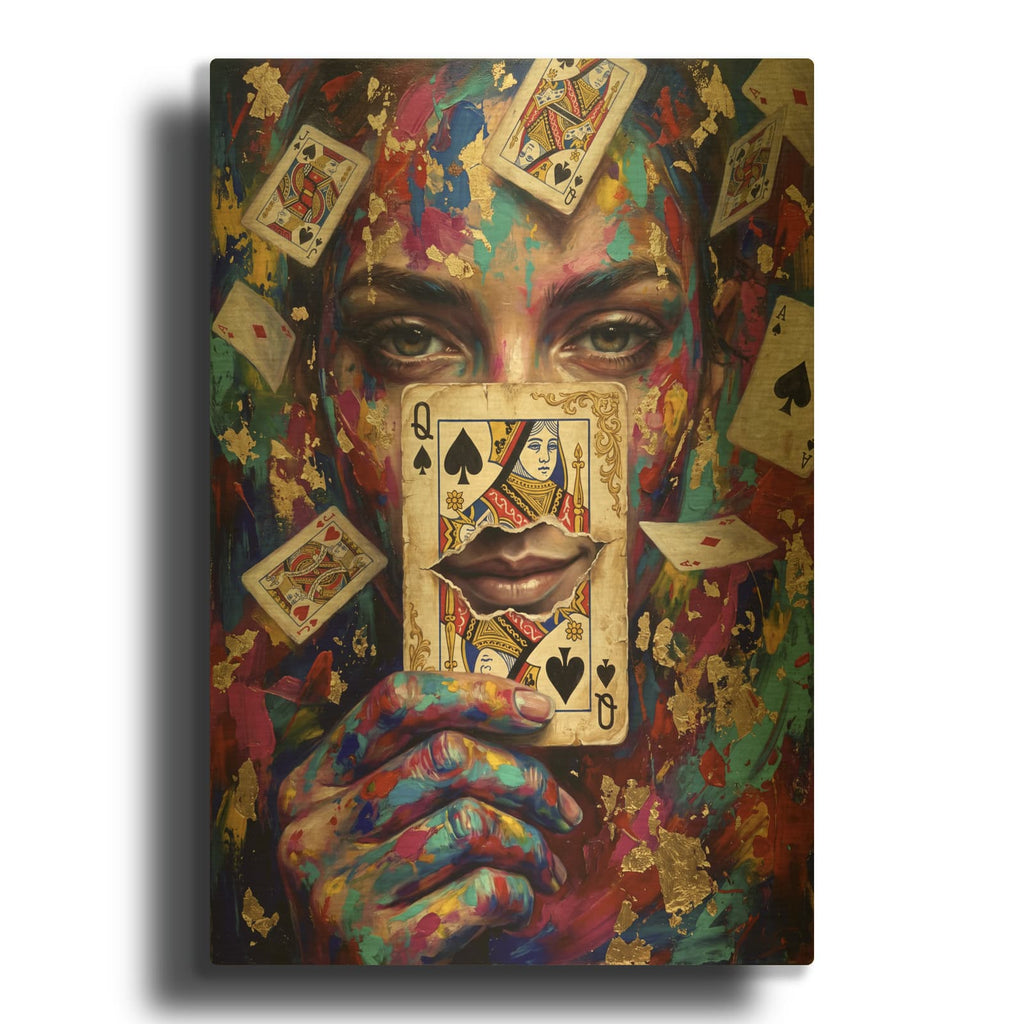 'Poker Face' By Veve Gold Metal Wall Art
