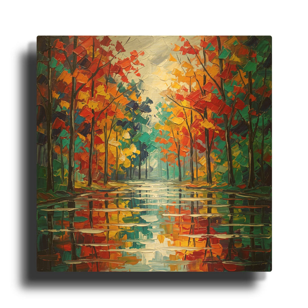 'Rainy Path Mirror Reflection' By Veve Gold Metal Wall Art
