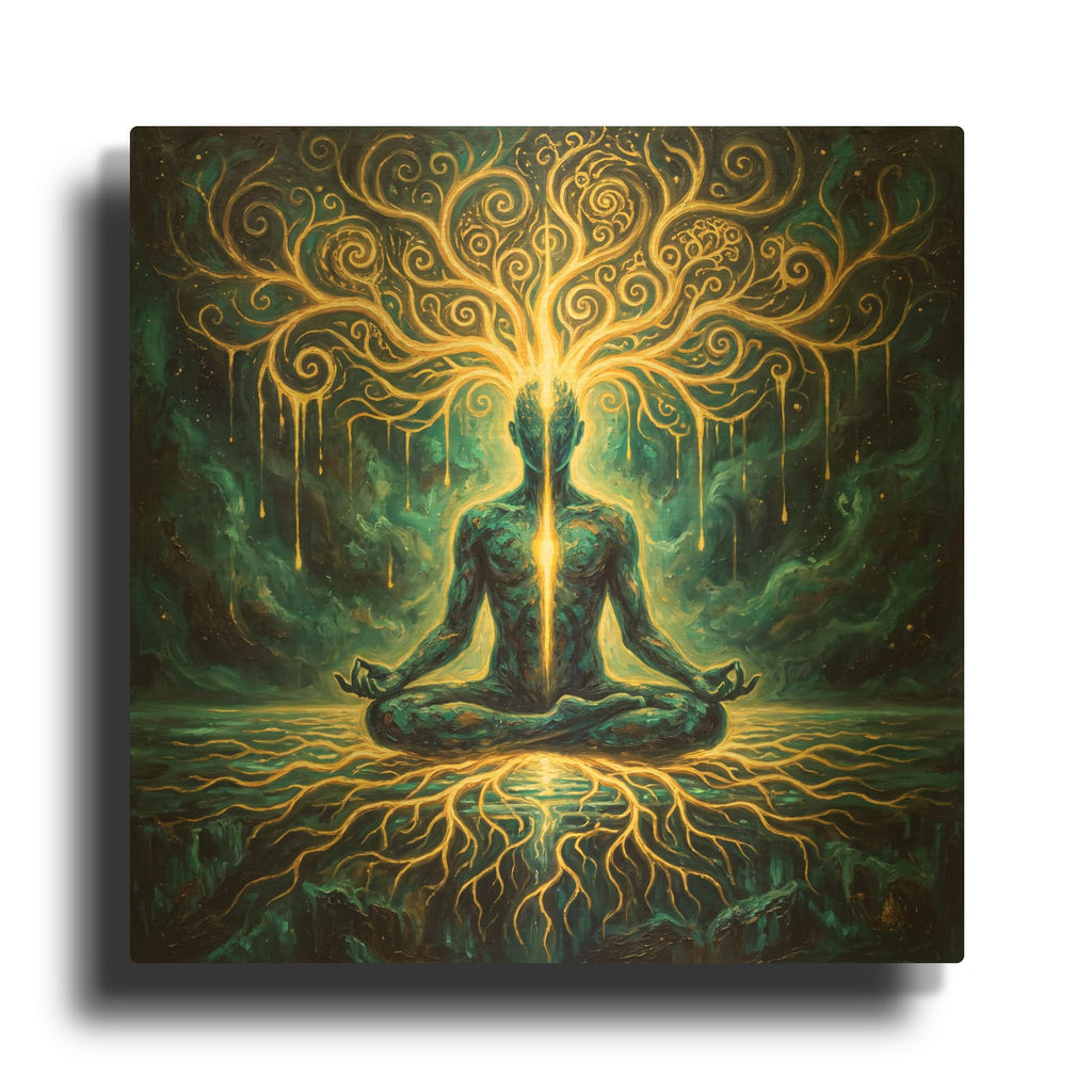'Rooted in Light' By Veve Gold Metal Wall Art