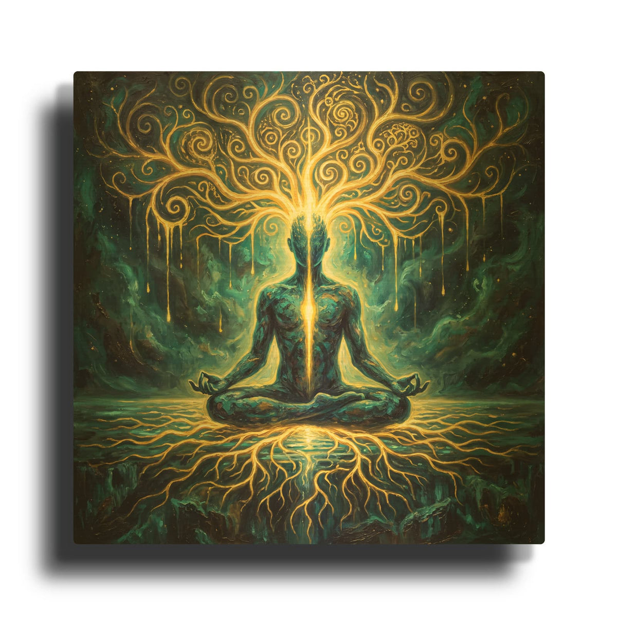 'Rooted in Light' By Veve Gold Metal Wall Art