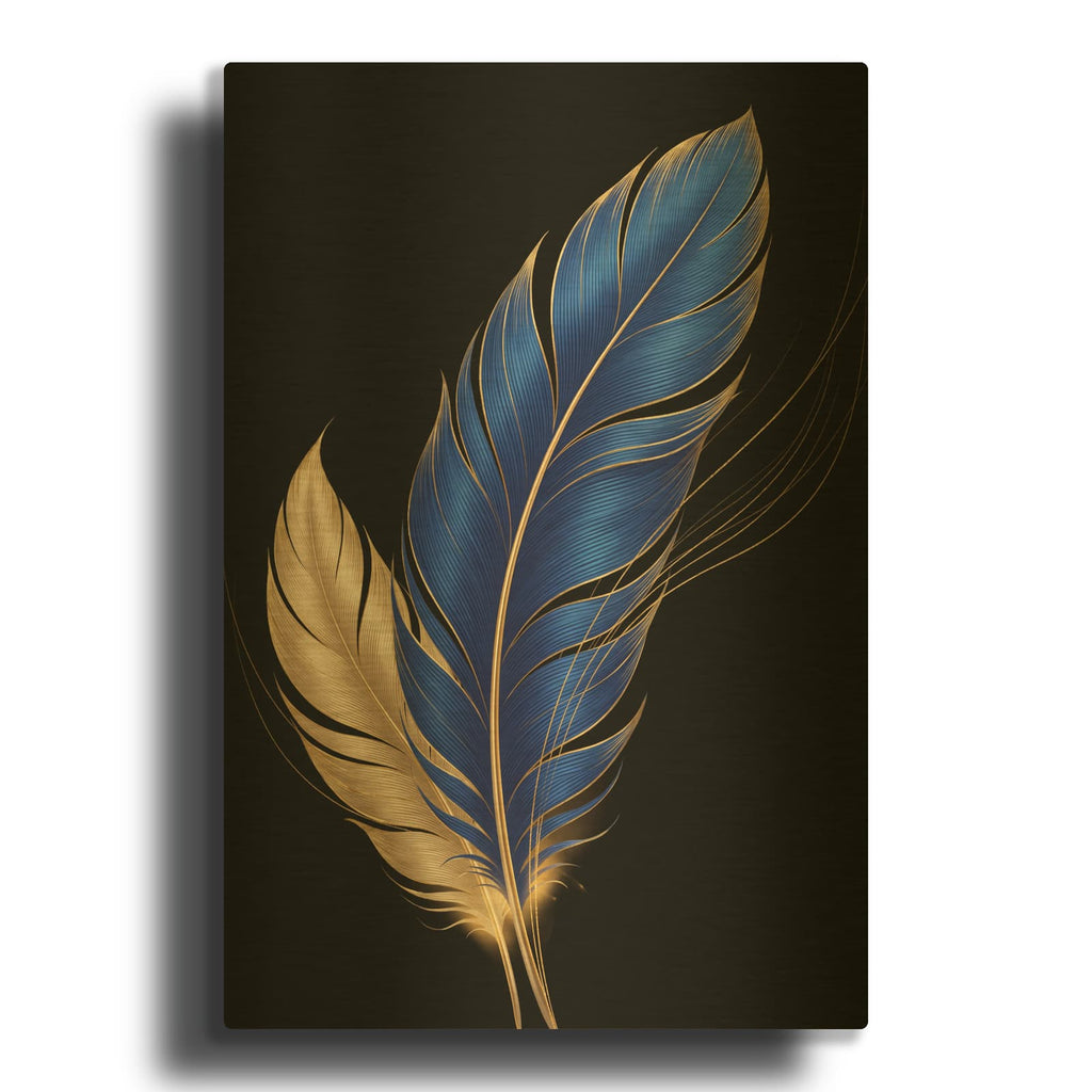 'Royal Blue Elegance' By Veve Gold Metal Wall Art