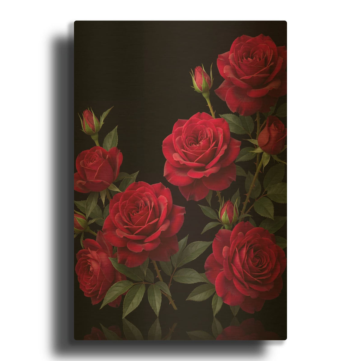 'Ruby Red Rose Garden' By Veve Gold Metal Wall Art