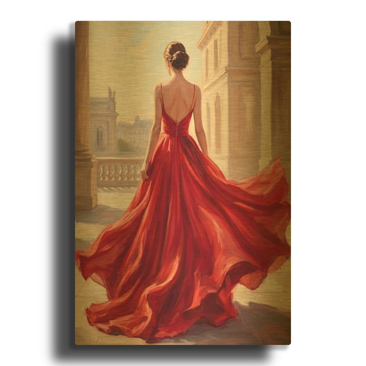 'Scarlet Elegance' By Veve Gold Metal Wall Art