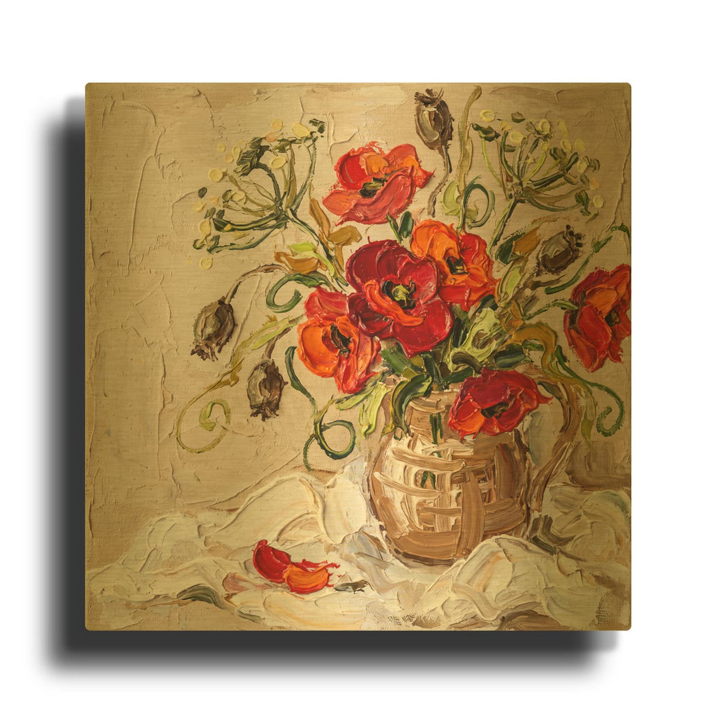'Scarlet Garden' By Veve Gold Metal Wall Art