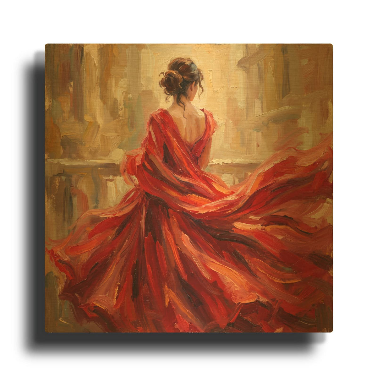 'Scarlet Rhapsody' By Veve Gold Metal Wall Art
