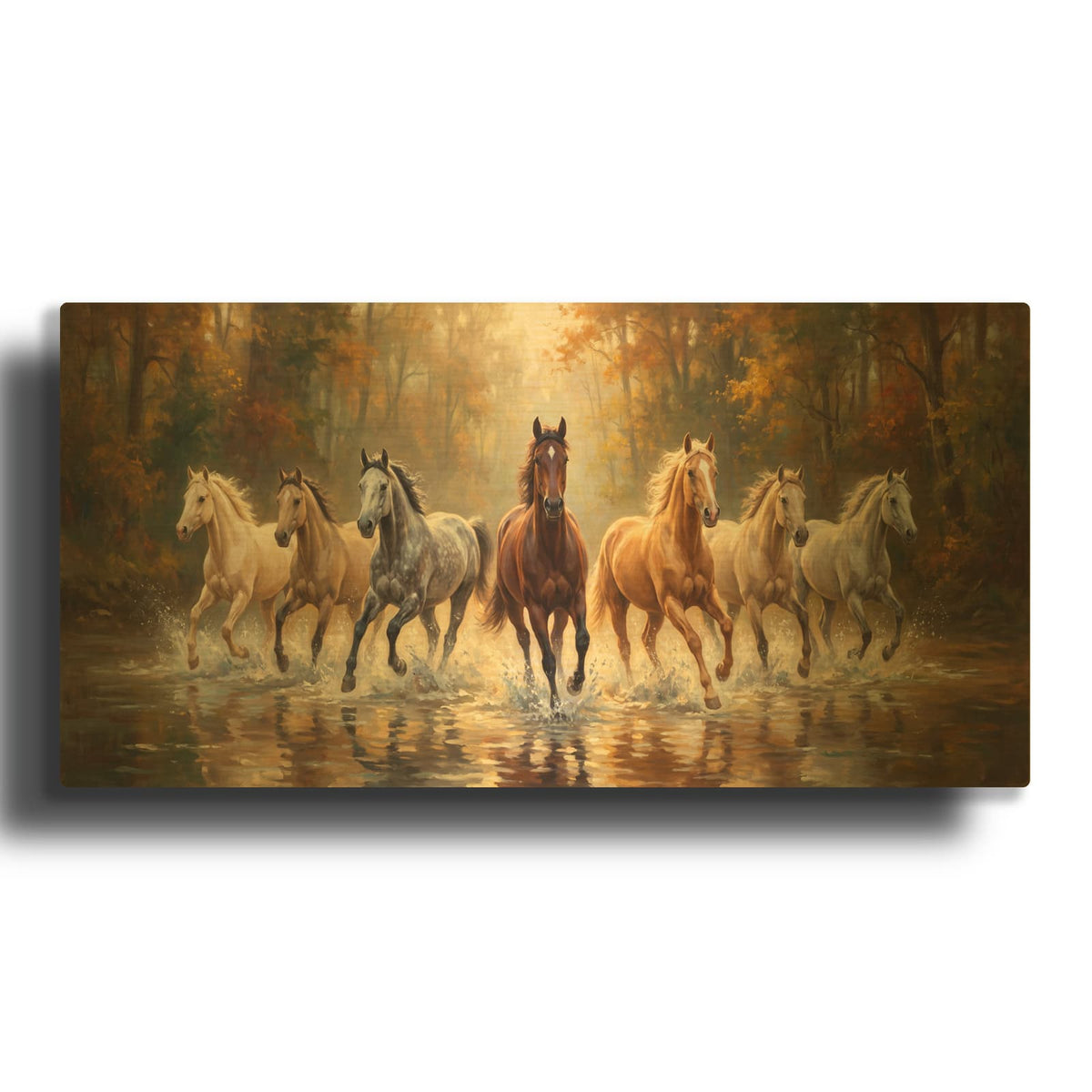 'Seven Spirits - Autumn River Run' By Veve Gold Metal Wall Art