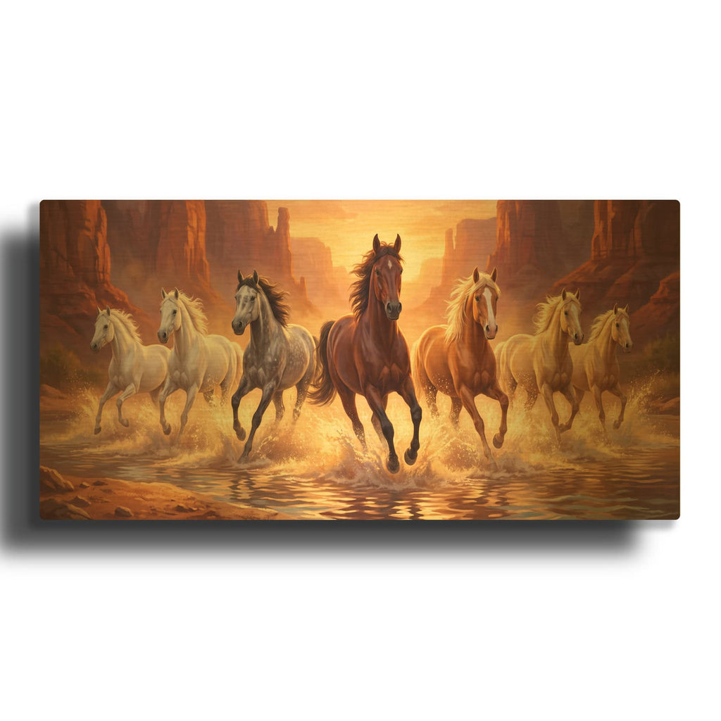 'Seven Spirits - Canyon Run' By Veve Gold Metal Wall Art