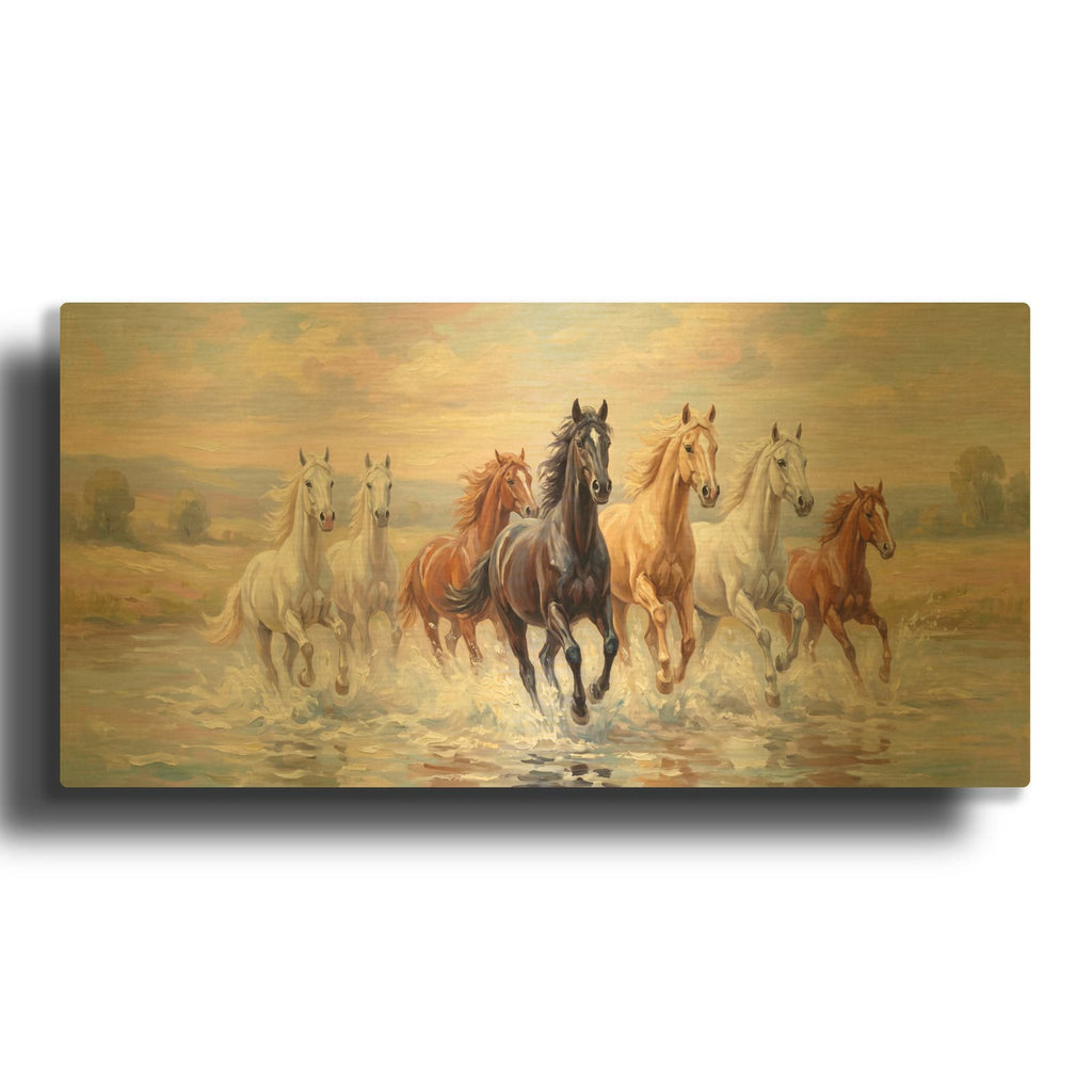 'Seven Spirits - Pastel River Run' By Veve Gold Metal Wall Art