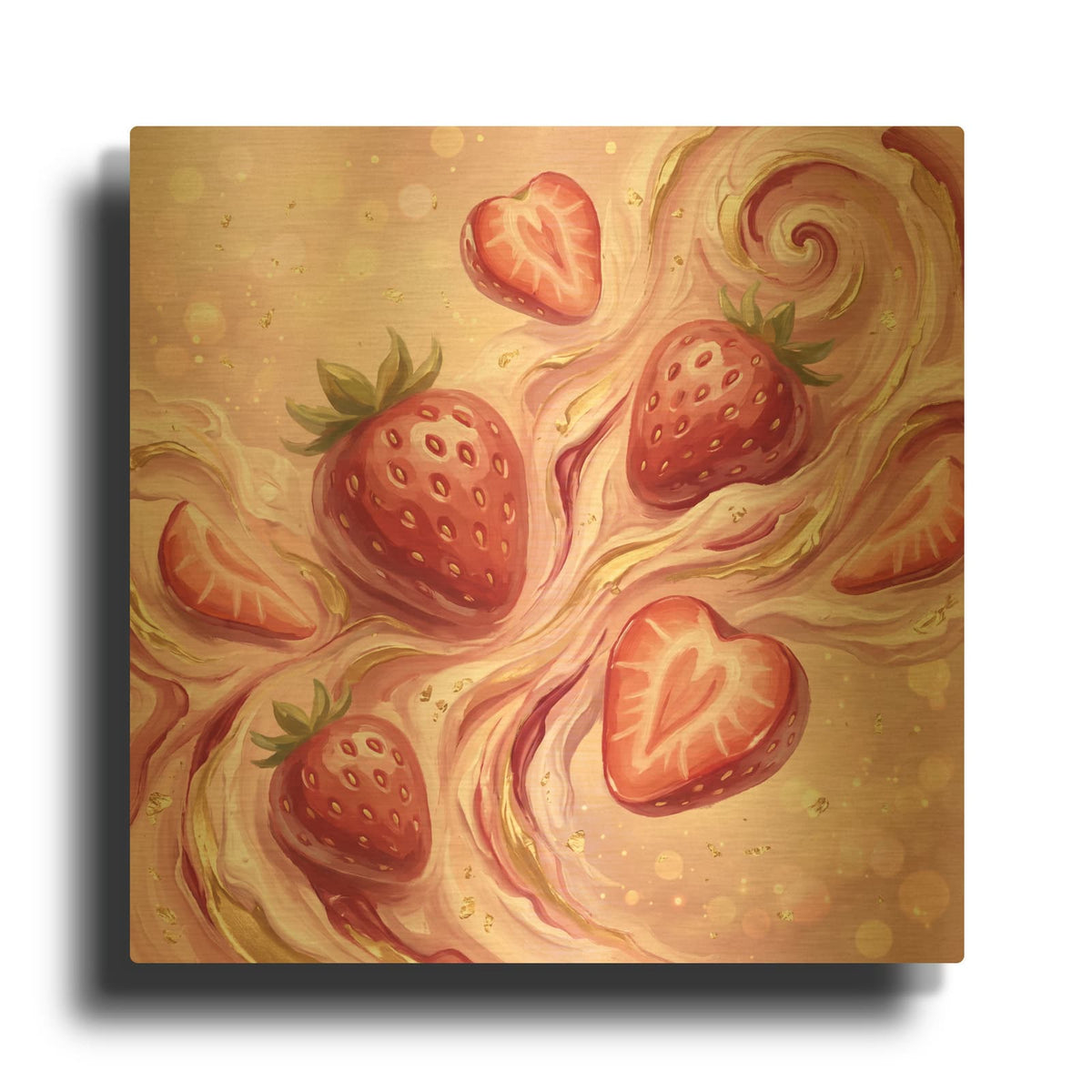 'Strawberry Dream' By Veve Gold Metal Wall Art