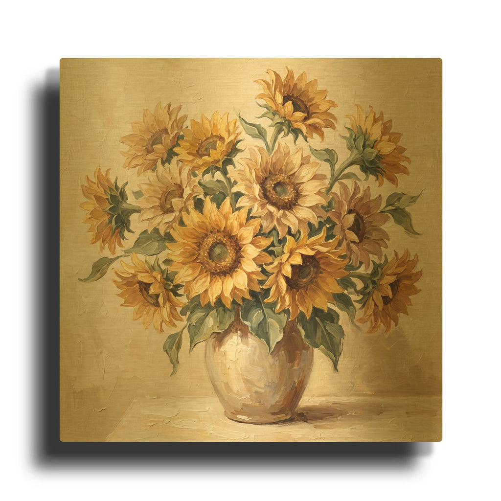 'Sunflowers' By Veve Gold Metal Wall Art