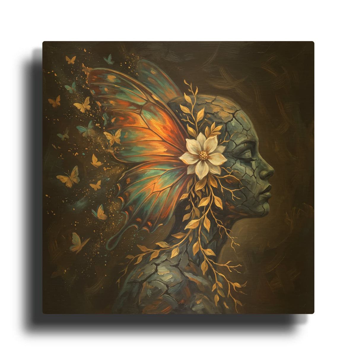 'The Chrysalis of Becoming' By Veve Gold Metal Wall Art