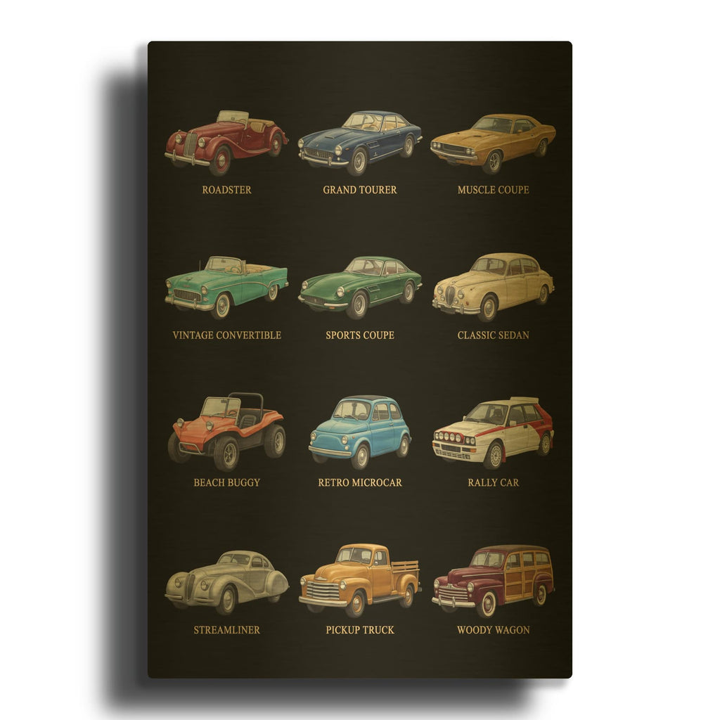 'Timeless Motors - Classic Car Collection' By Veve Gold Metal Wall Art