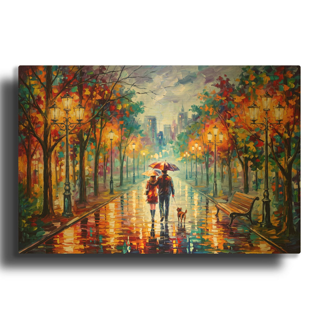 'Together Through the City Lights' By Veve Gold Metal Wall Art