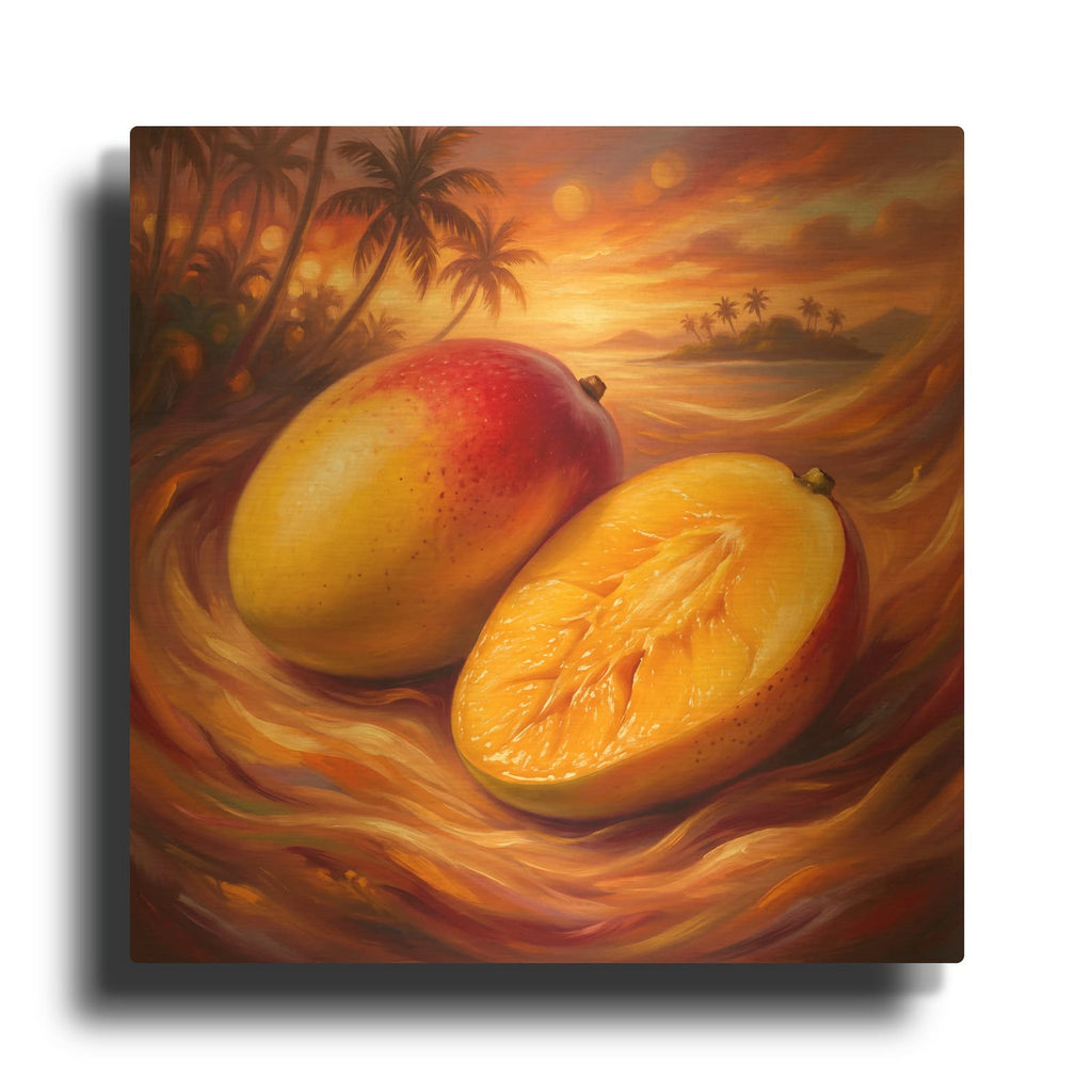 'Tropical Mango Sunset' By Veve Gold Metal Wall Art