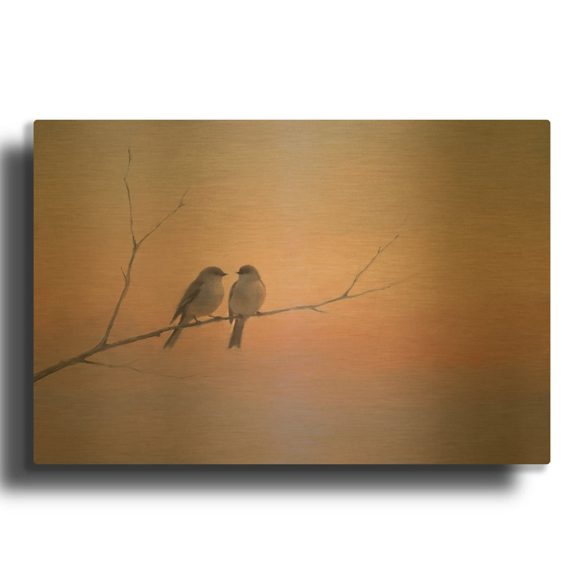 'Two Birds' By Veve Gold Metal Wall Art