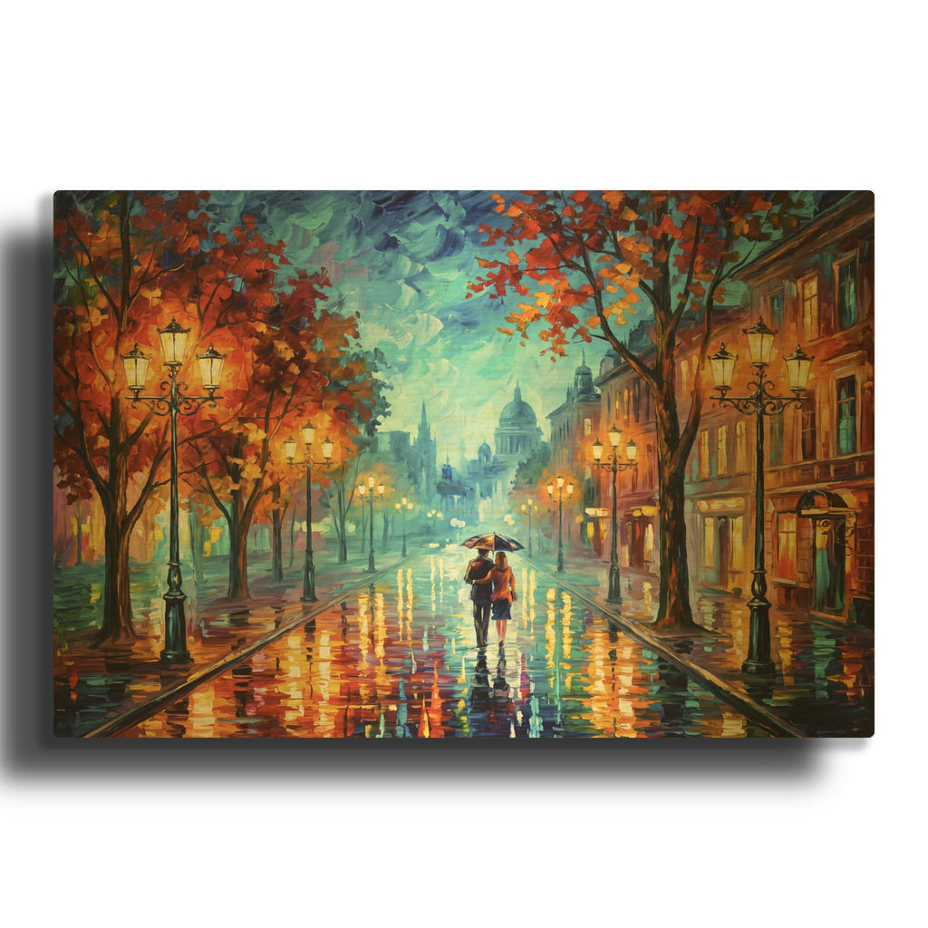 'Umbrella for Two' By Veve Gold Metal Wall Art
